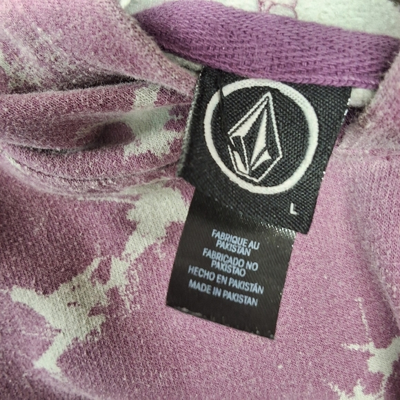 Purple Tie-Dye Volcom Hoodie with Logo - Picture 3 of 10